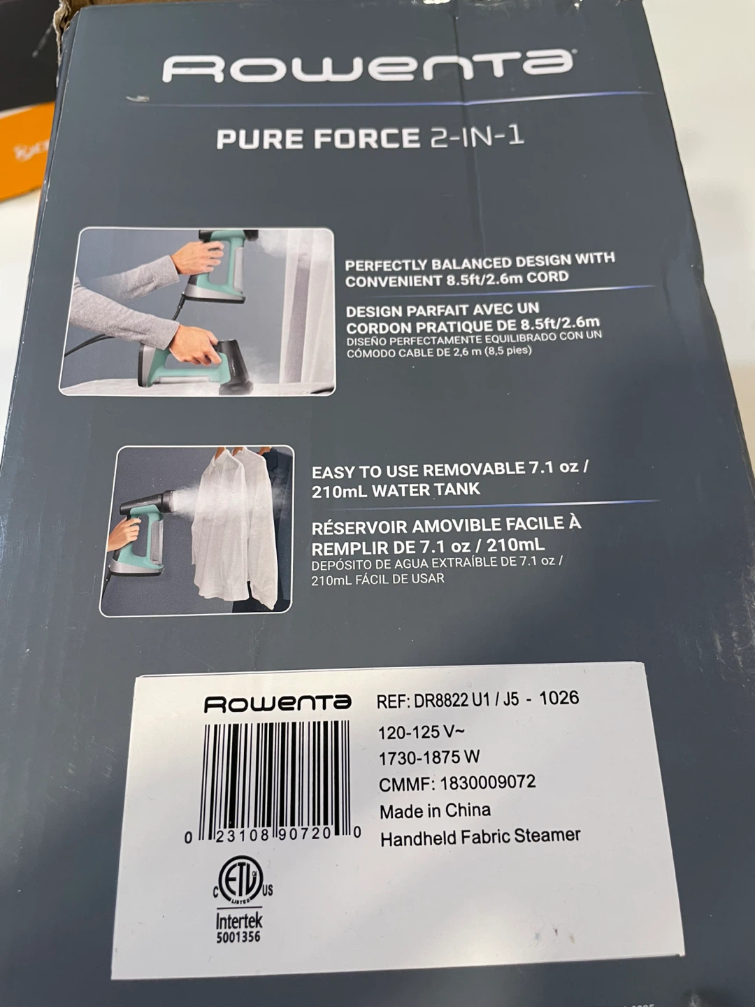 Rowenta Pure Force 2-in-1 Handheld Fabric Steamer NEW - photo 2