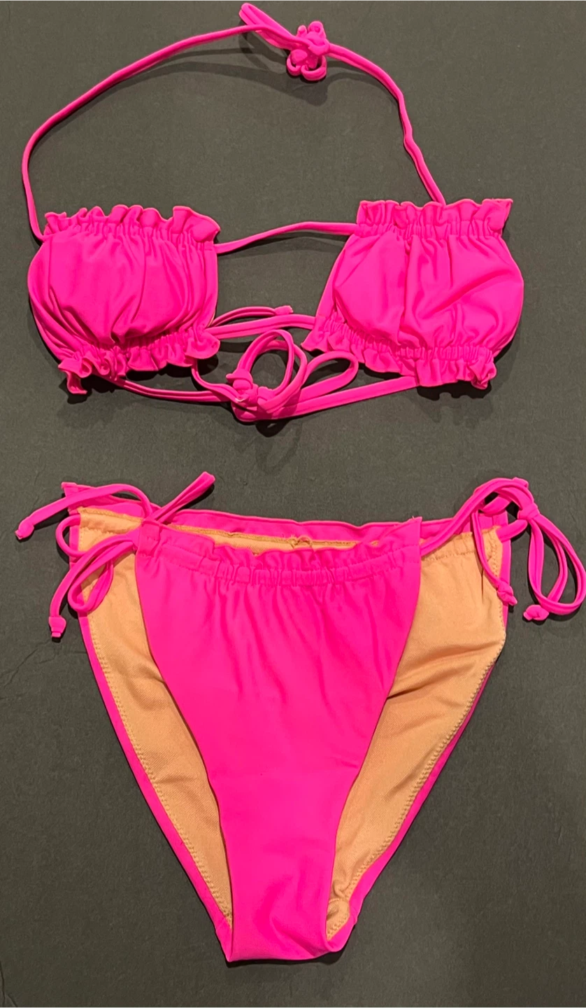 Neon Pink Ruffled Bikini Set - photo 2