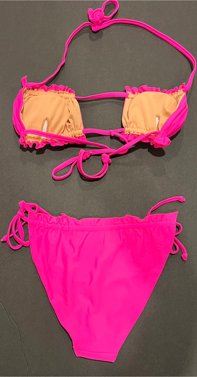 Neon Pink Ruffled Bikini Set - photo 4