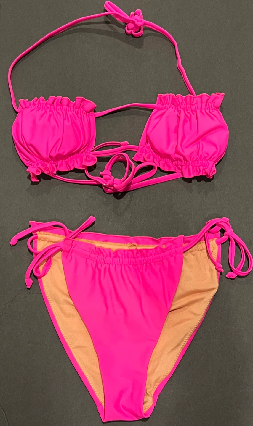 Neon Pink Ruffled Bikini Set - photo 5