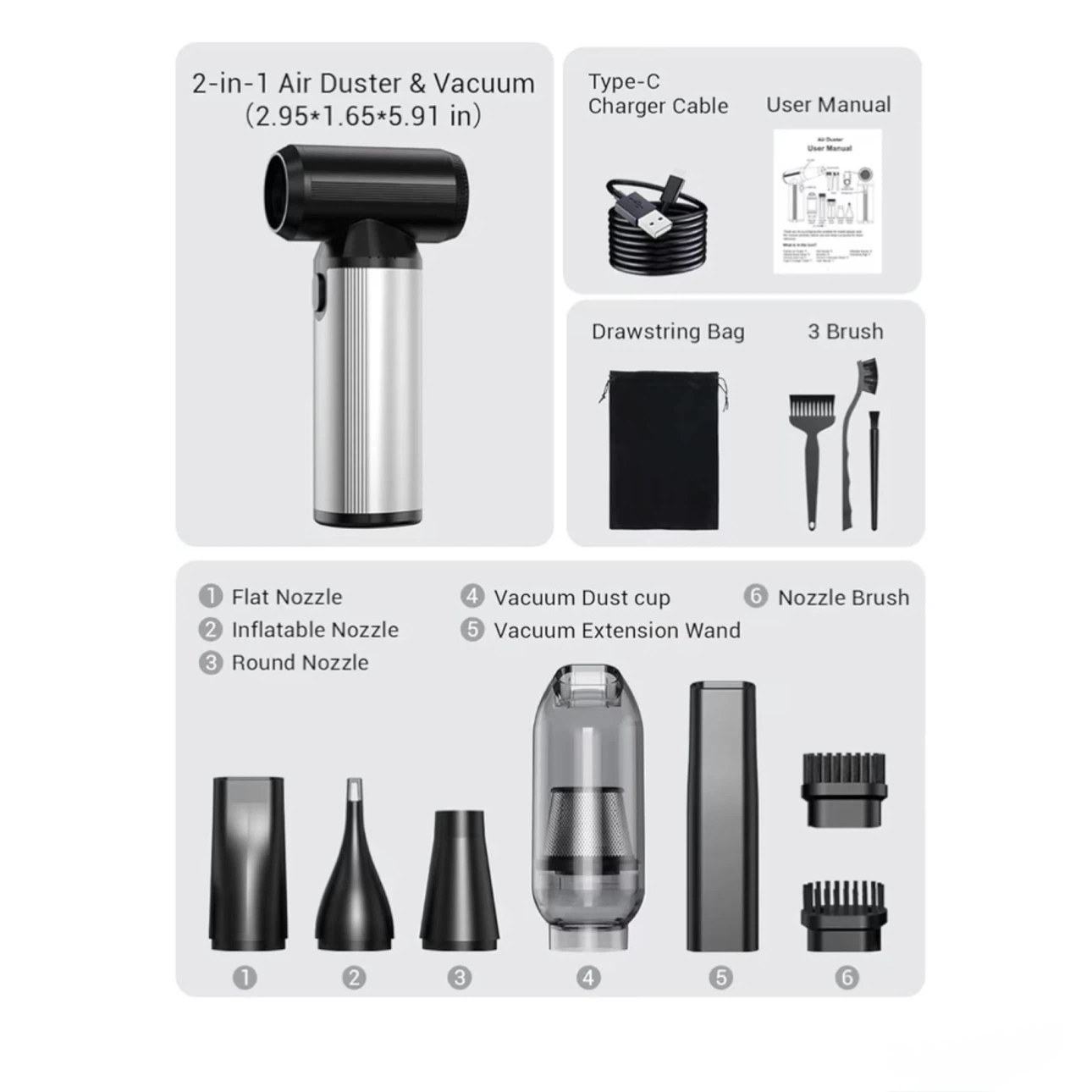 Brand new Compressed Air Duster & Vacuum 2-in-1, 320,000 RPM - photo 4