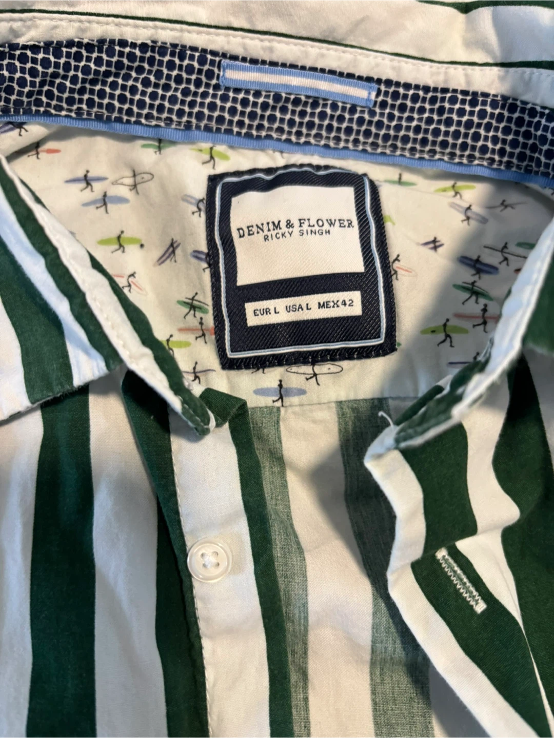 Denim & Flower Striped Short Sleeve Shirt - photo 2