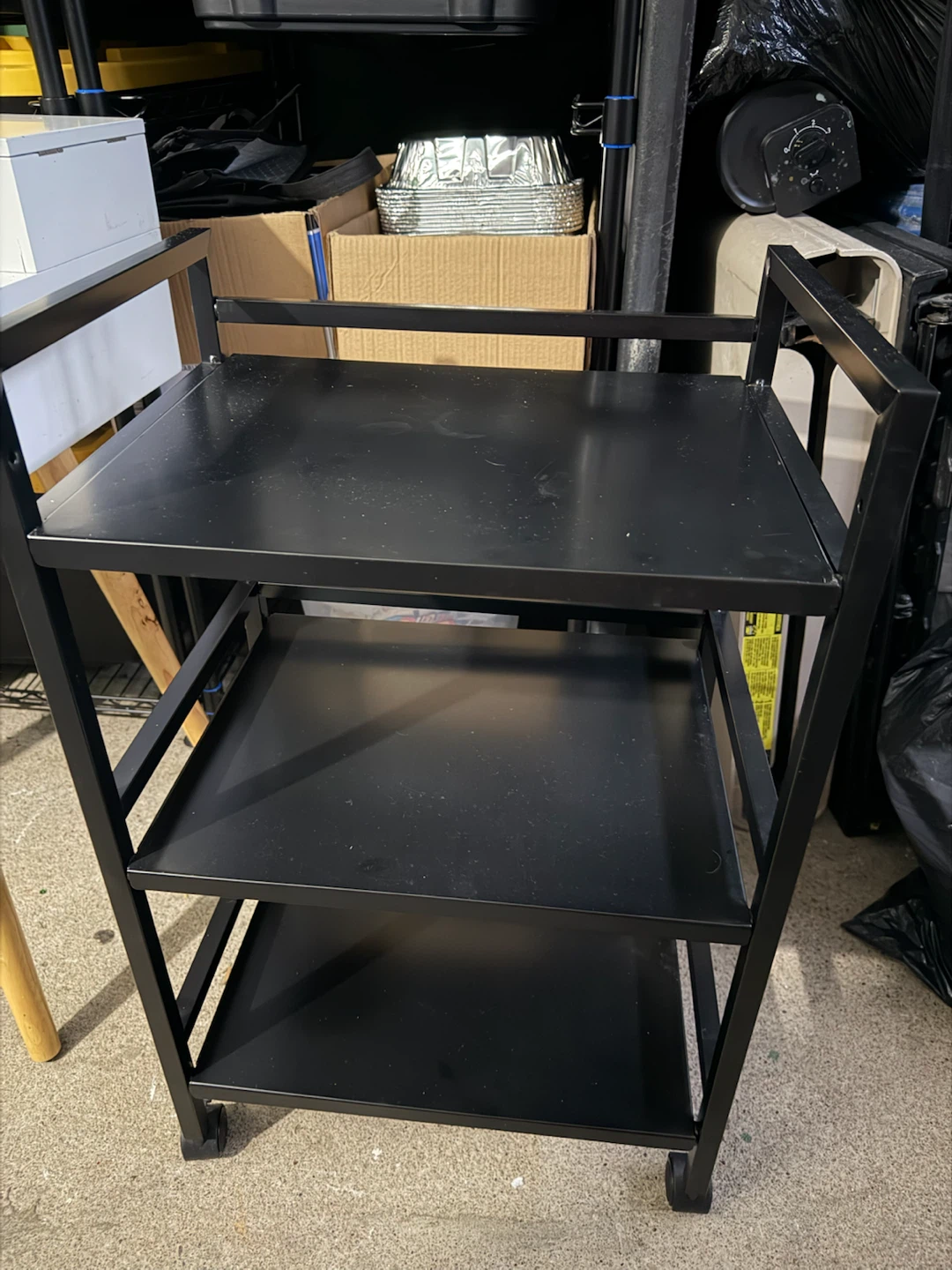 3-Tier Black Metal Rolling Cart - photo 2