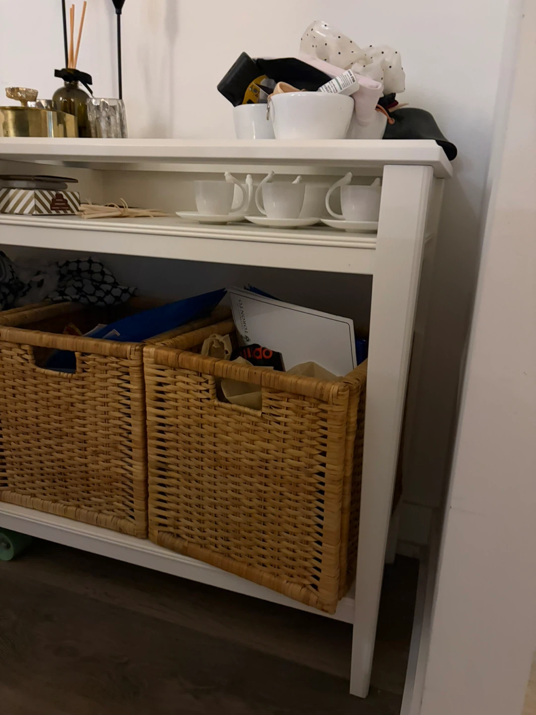 Ikea glass top table, white wood - photo 2