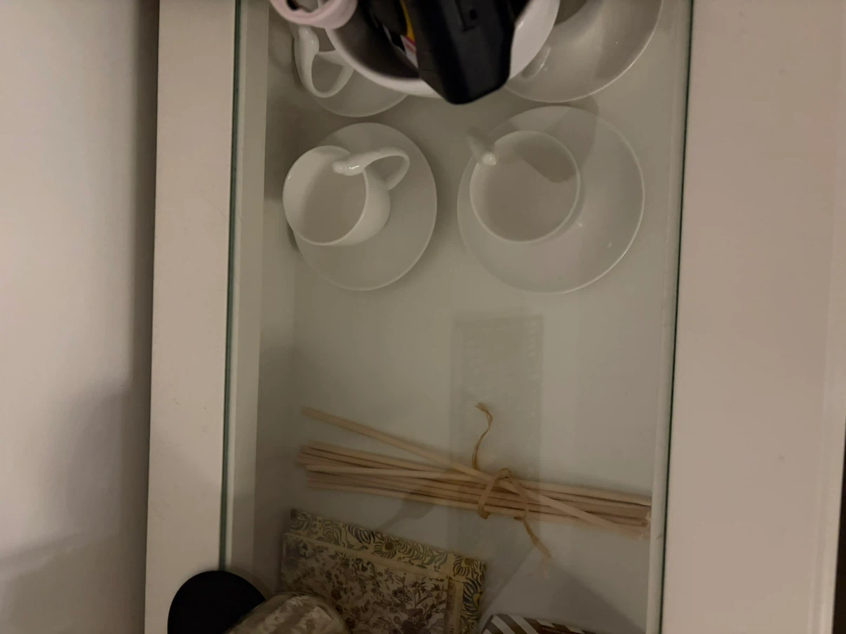 Ikea glass top table, white wood - photo 3