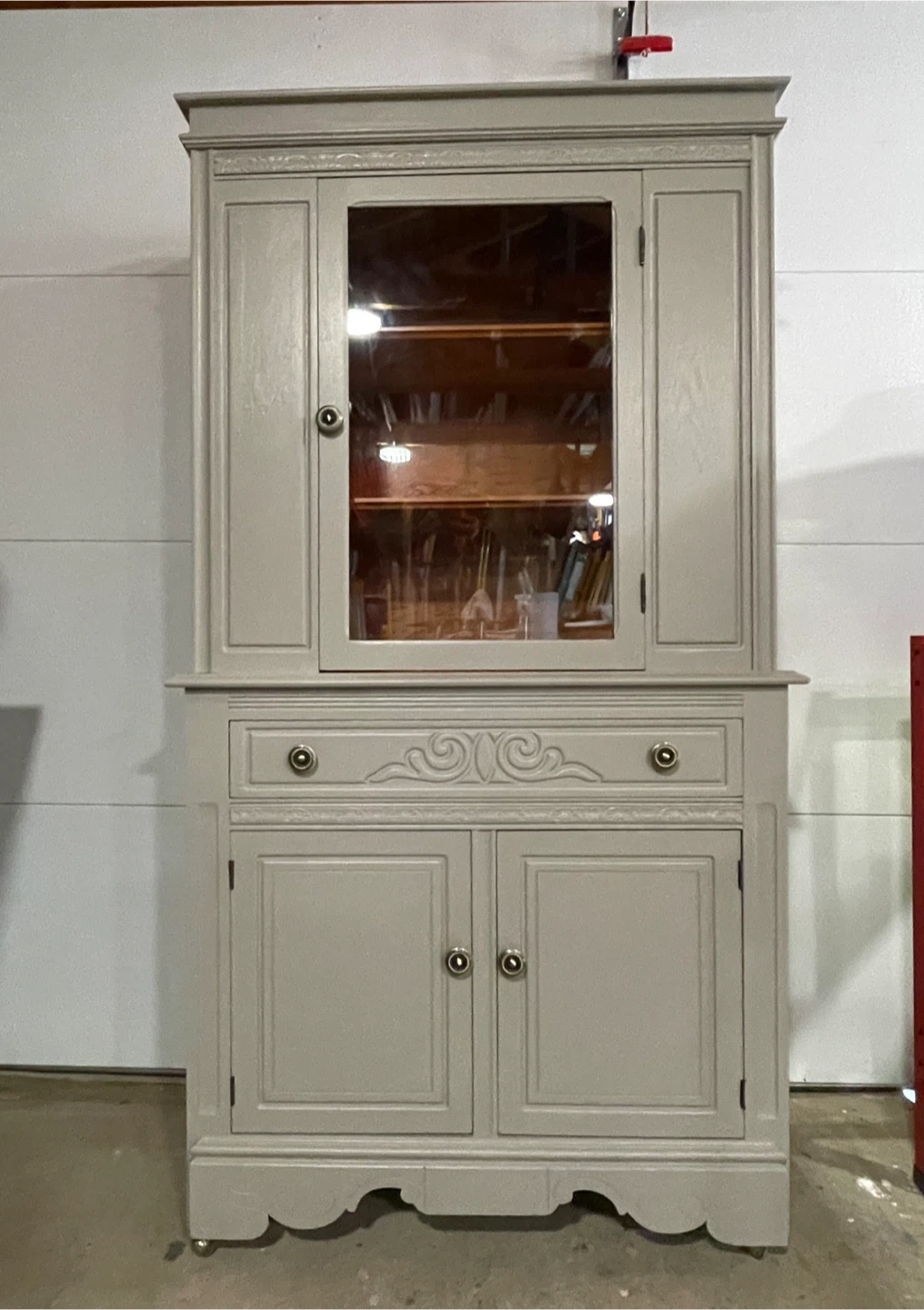 Real wood cabinet with glass door & drawer