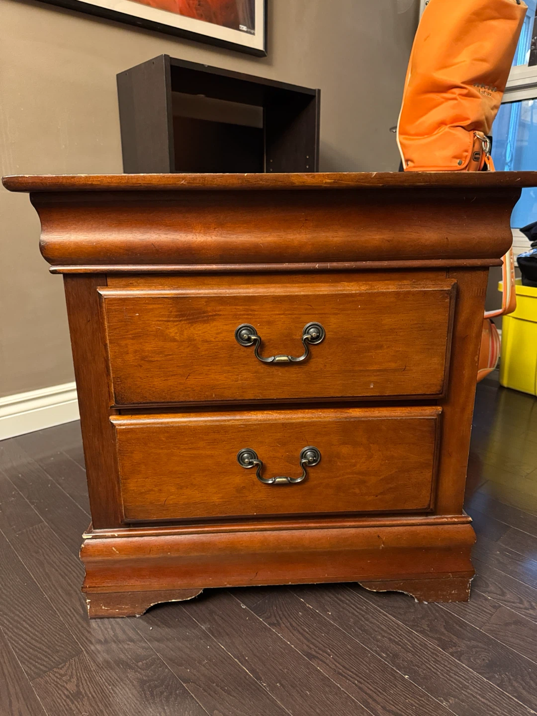 Classic Wood Nightstand with Two Drawers