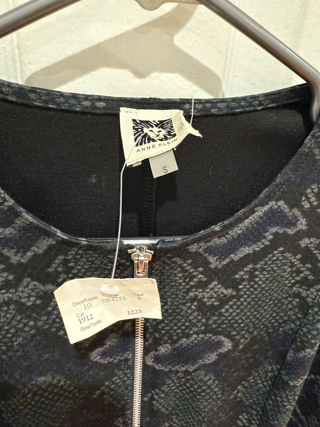 Snakeskin Print Zip-Up Blouse - Size Small - photo 2