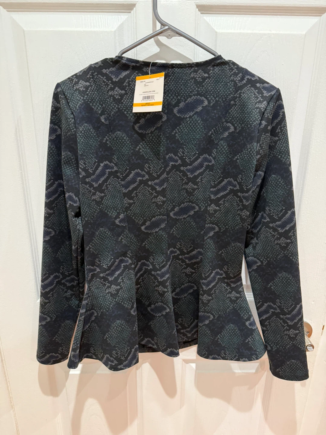 Snakeskin Print Zip-Up Blouse - Size Small - photo 3
