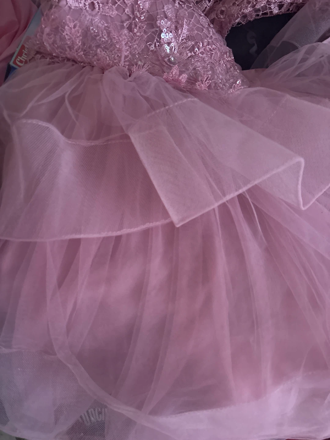 Girls pink lace and tulle formal dress - photo 2