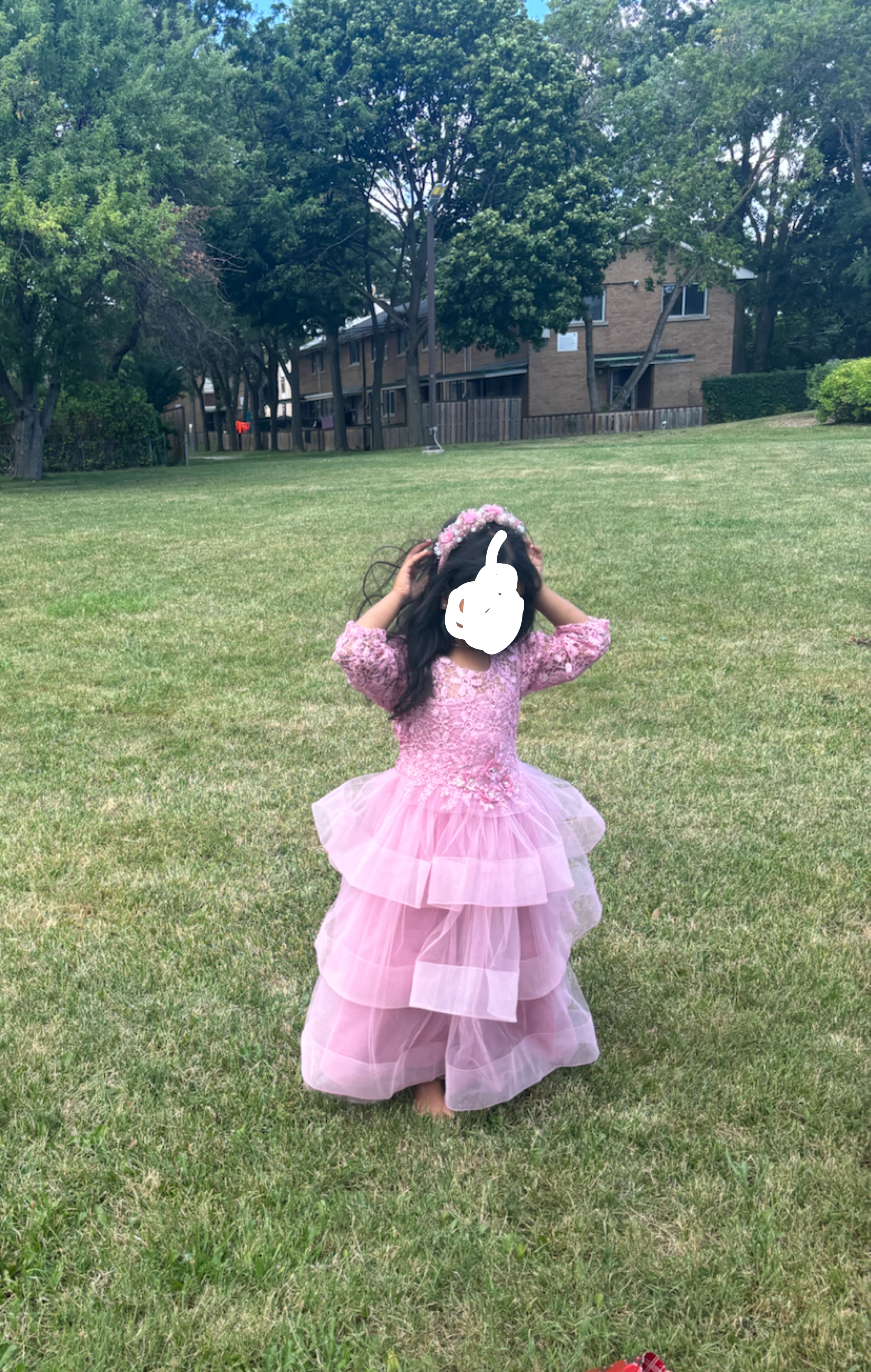 Girls pink lace and tulle formal dress - photo 3