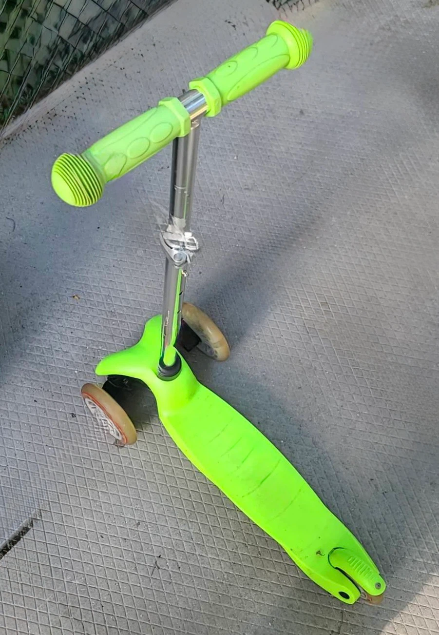 Neon Green Three-Wheeled Kick Scooter