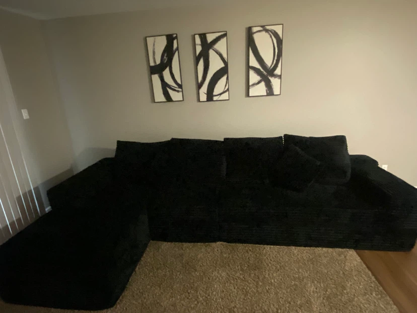 Black Corduroy Sectional Sofa - photo 2
