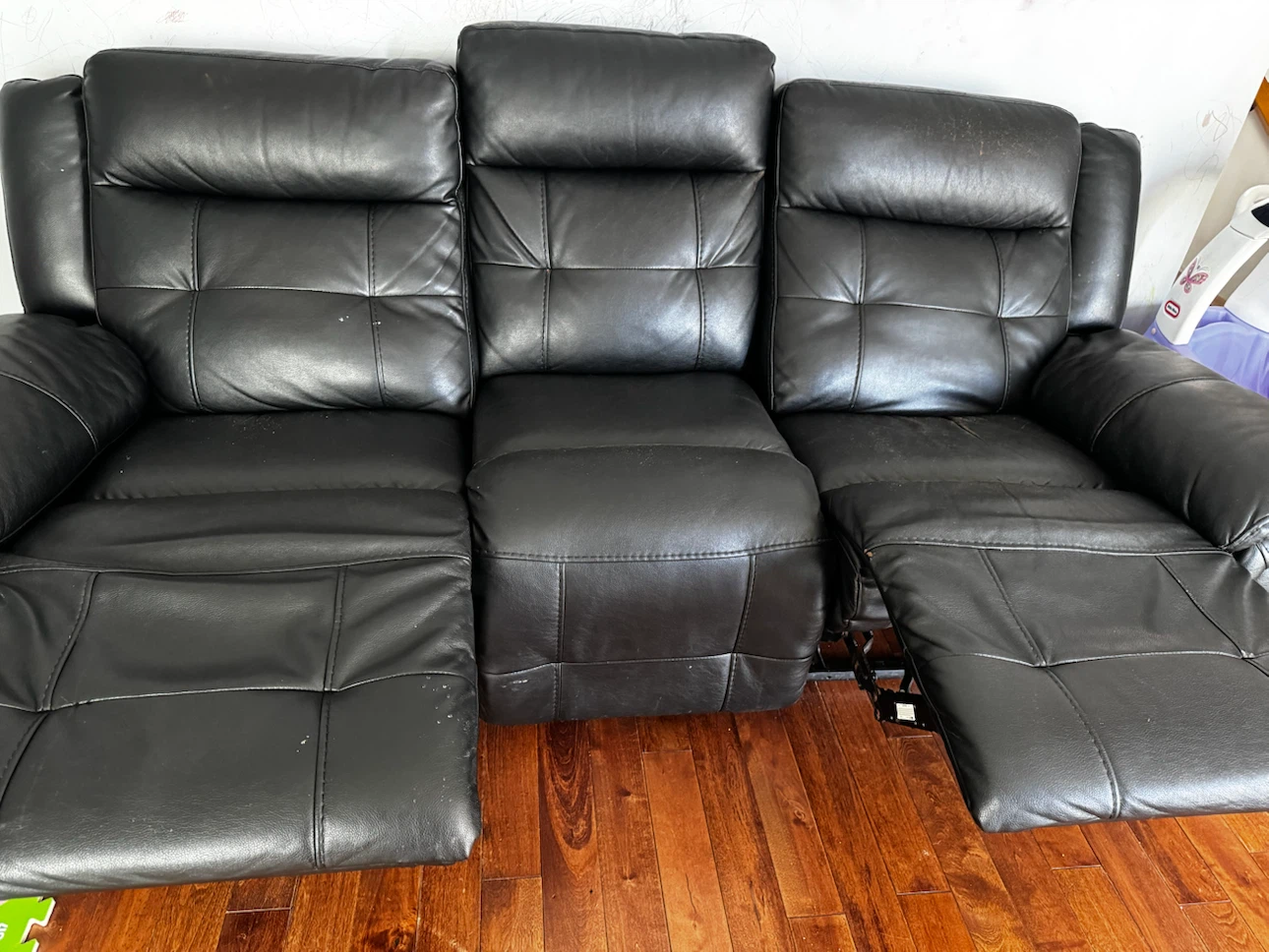 Black Leather Reclining Sofa