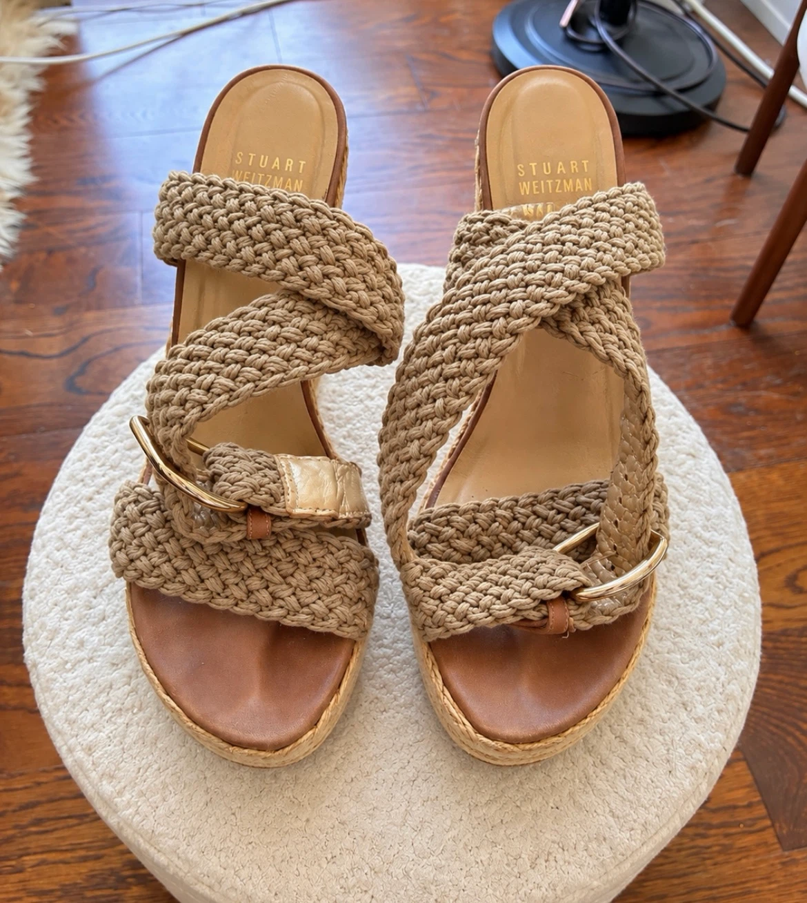 Stuart Weitzman Woven Wedge Sandals