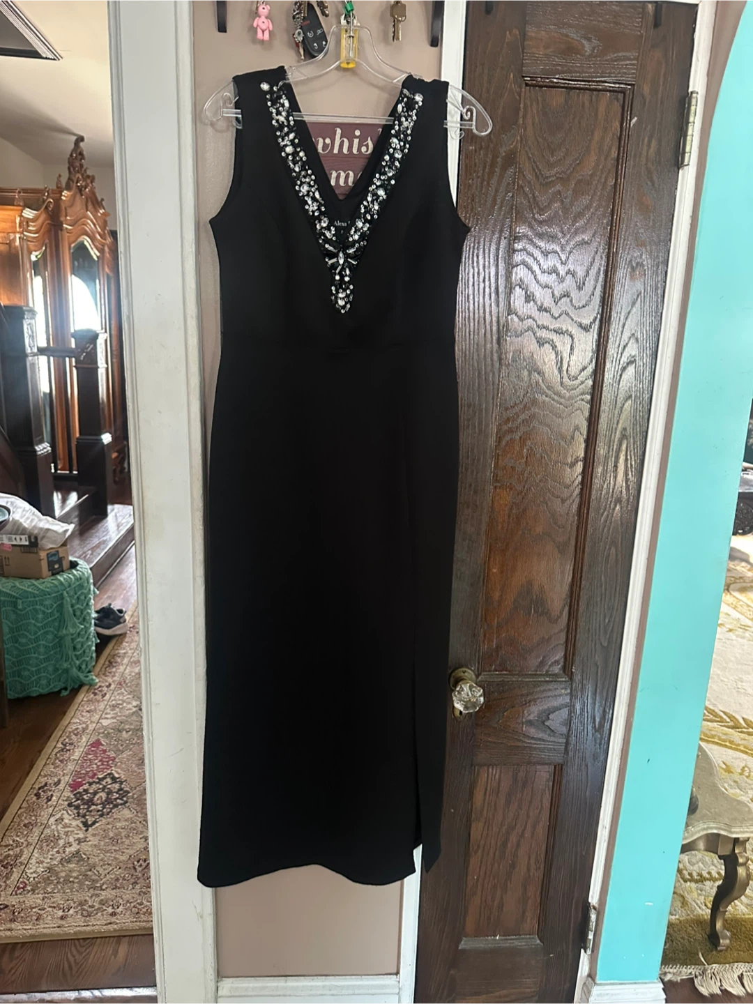 Alexa B Black Beaded Evening Dress Size 8