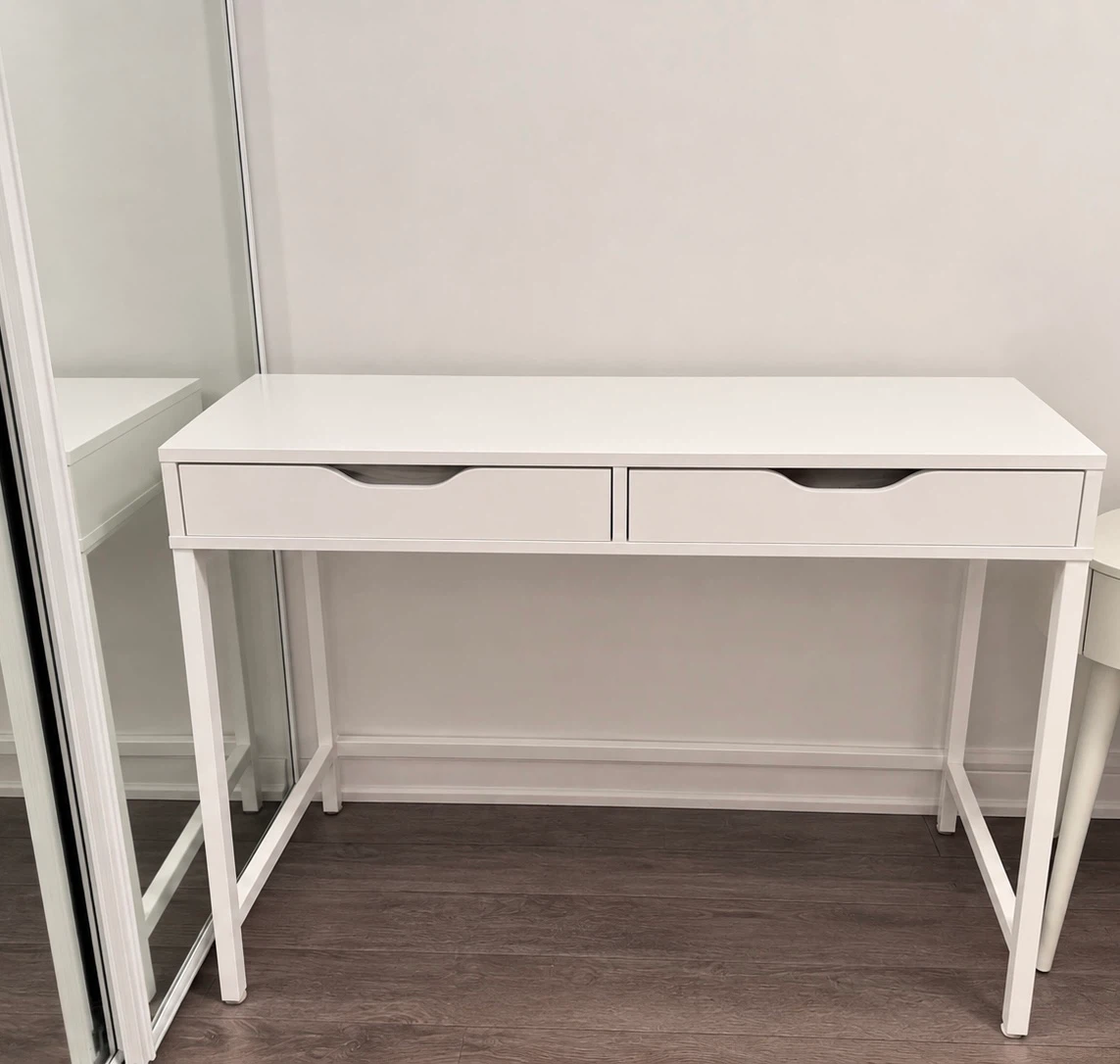 White Minimalist Desk with Two Drawers