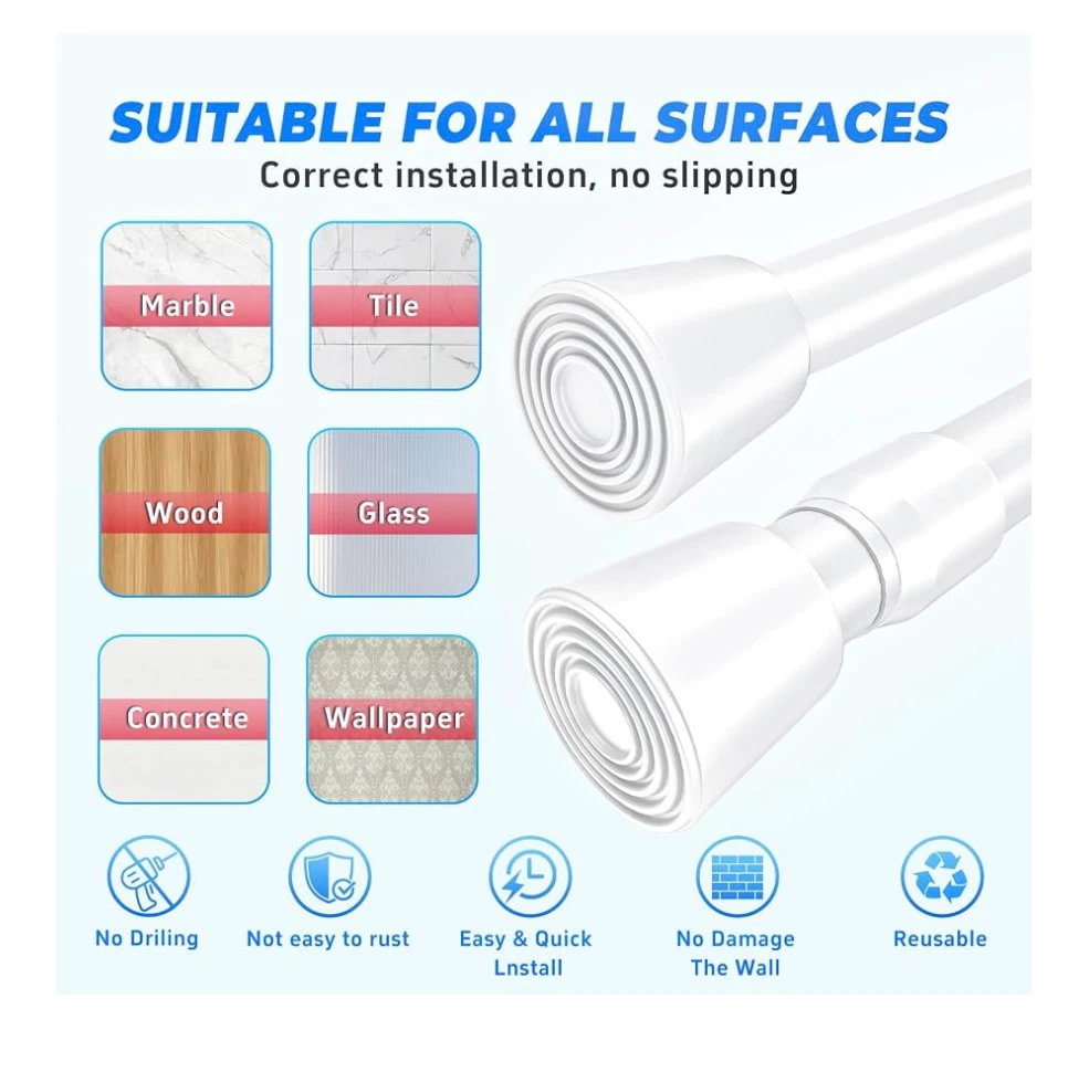 White Adjustable Spring Tension Rod - photo 4
