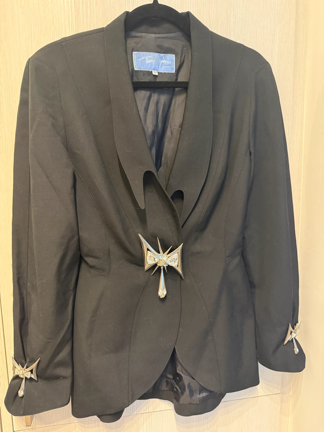 Thierry Mugler Black Jacket Rhinestone Brooch 1994 jacket - photo 2