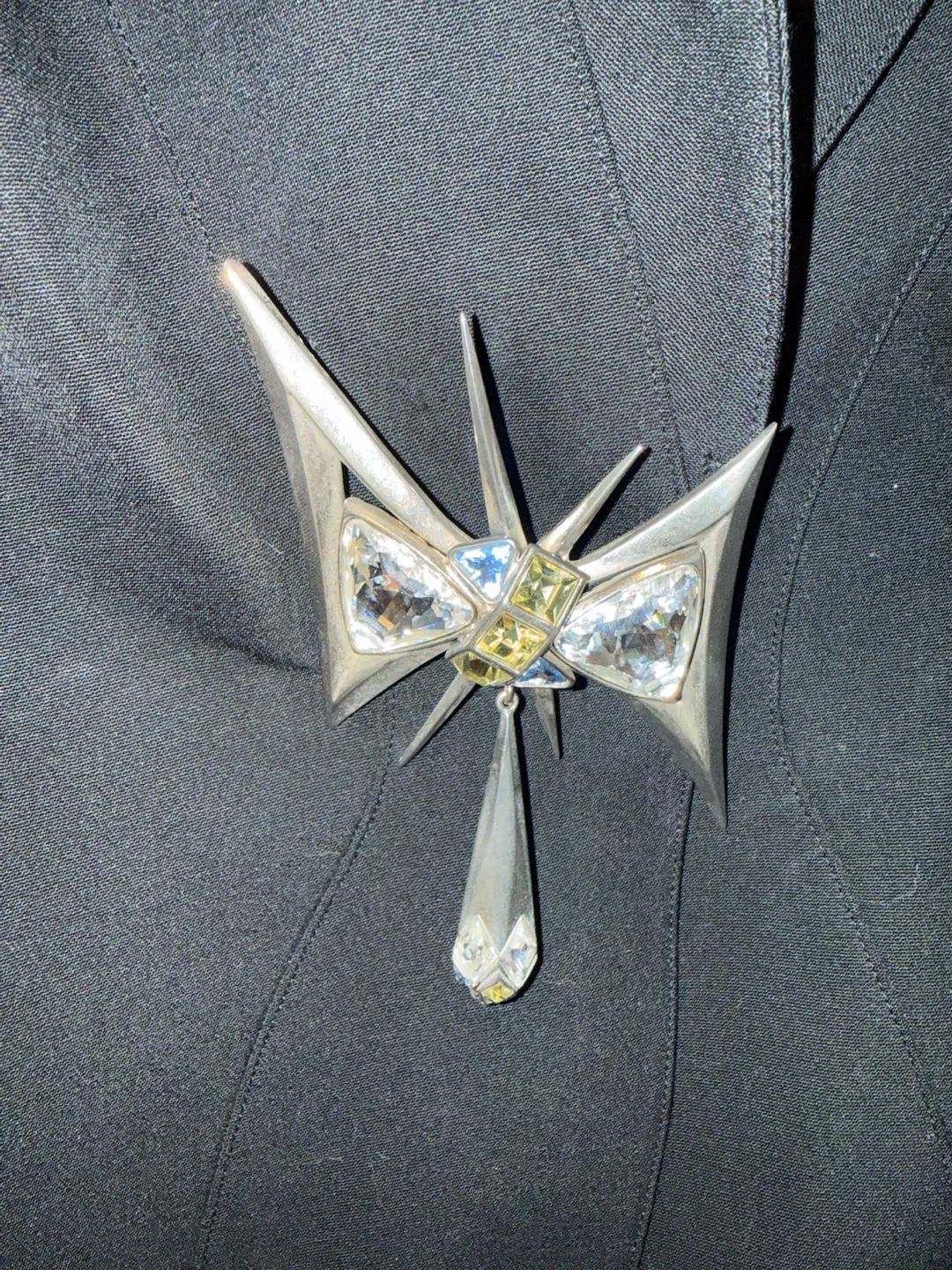 Thierry Mugler Black Jacket Rhinestone Brooch 1994 jacket - photo 3