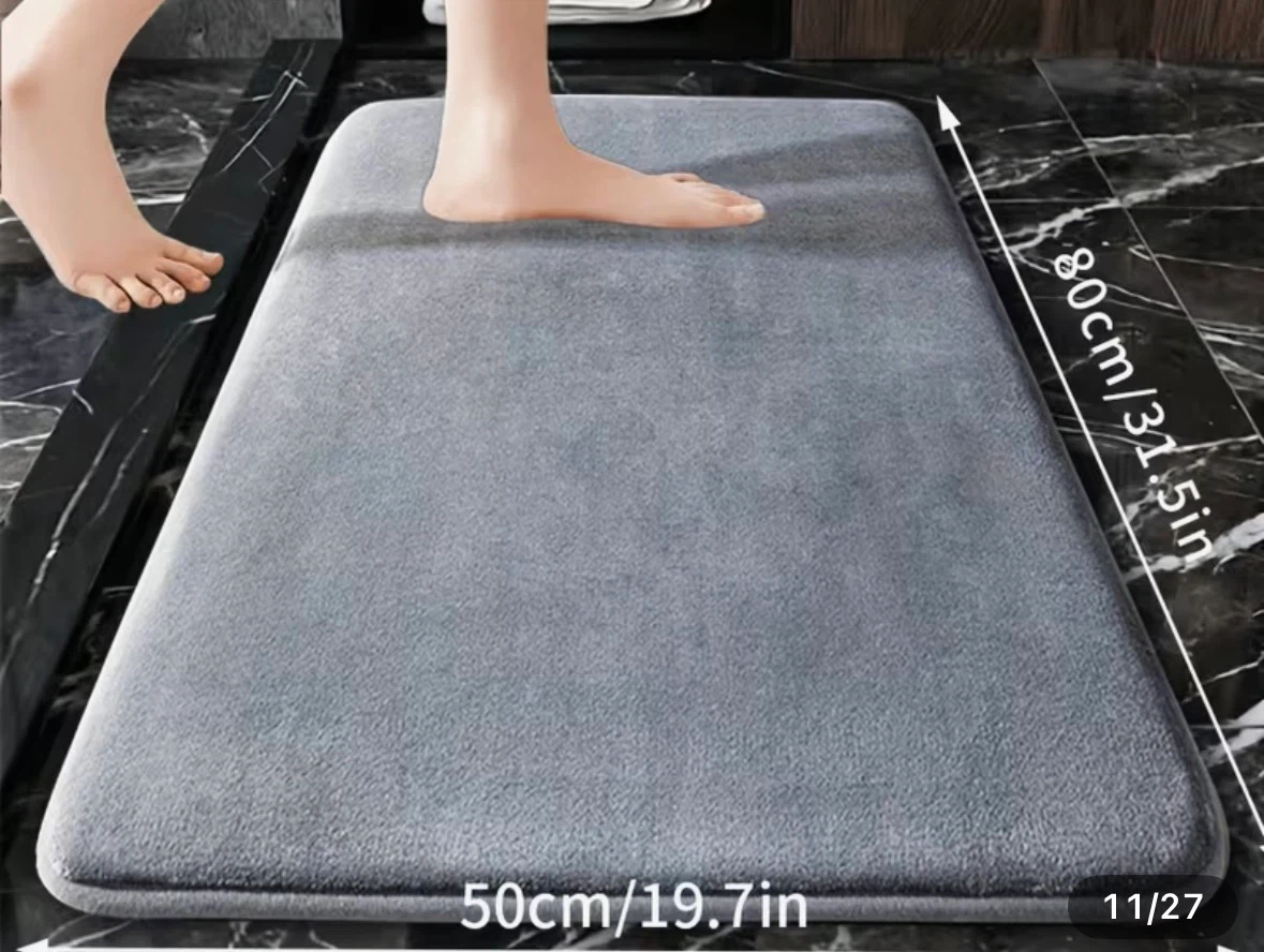 Grey Bathroom Mat 50cm x 80cm