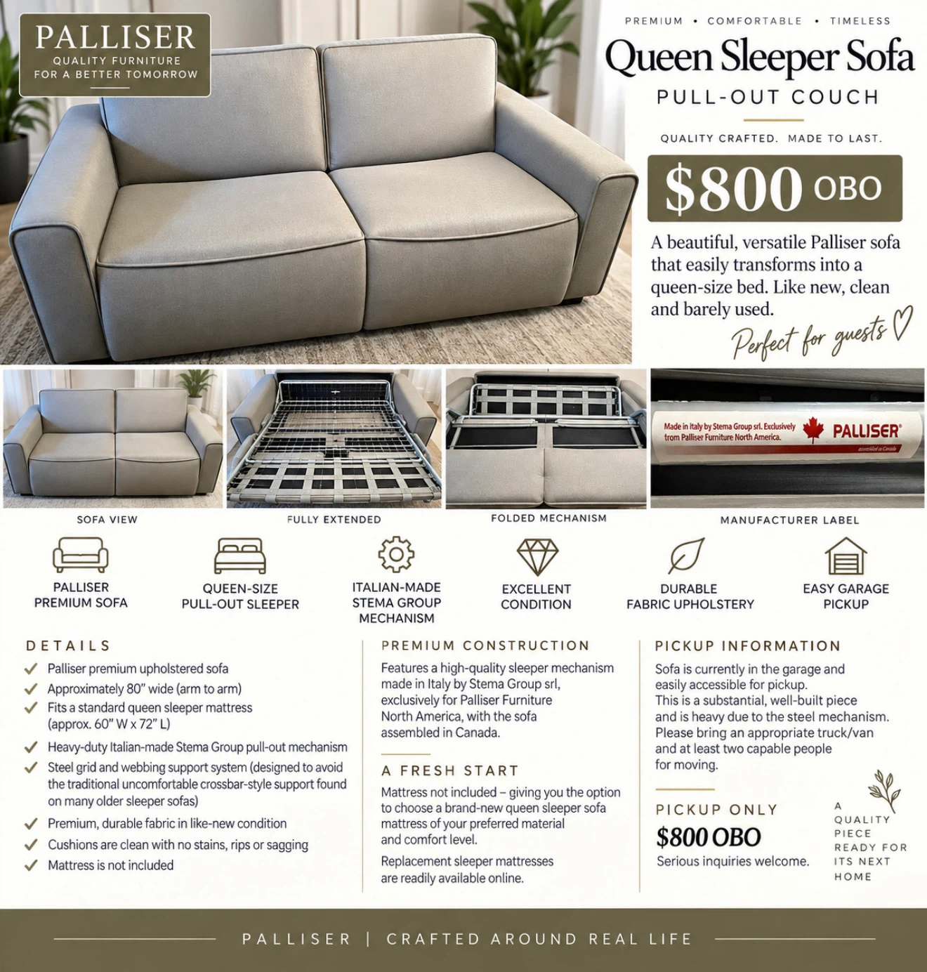 Palliser Queen Sleeper Sofa