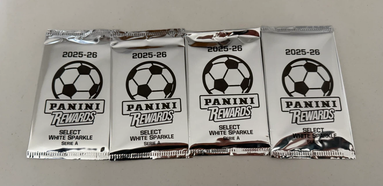 4 Panini Select White Sparkle Serie A Packs 2025-26