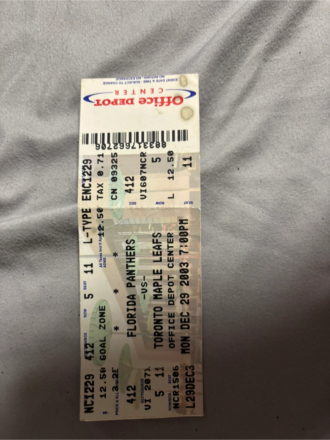 Vintage 2003 Ticket stub.  Ed Belfour auto