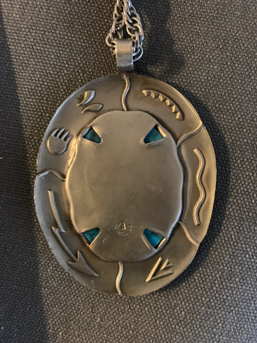 Turquoise and Silver-Tone Pendant Necklace - photo 2