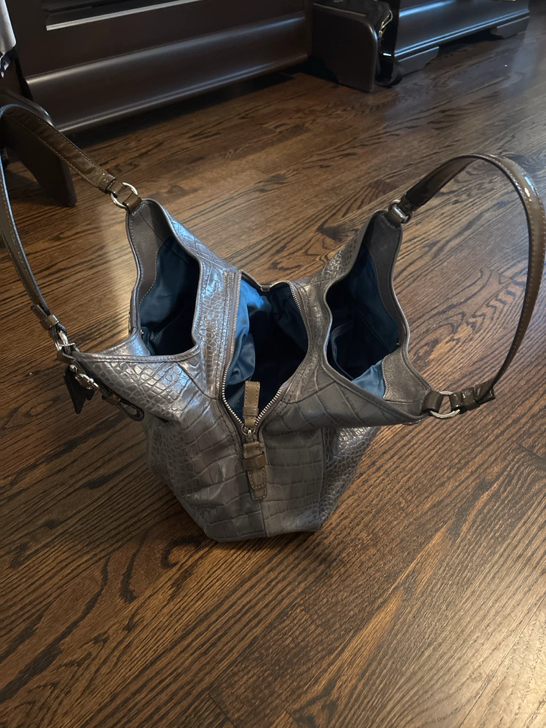 Coach Grey Embossed Croc Hobo Bag - photo 3