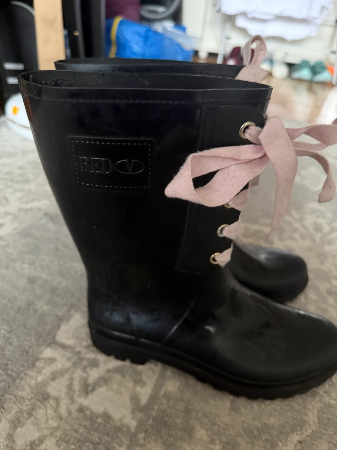 RED Valentino Black Rubber Rain Boots - photo 2