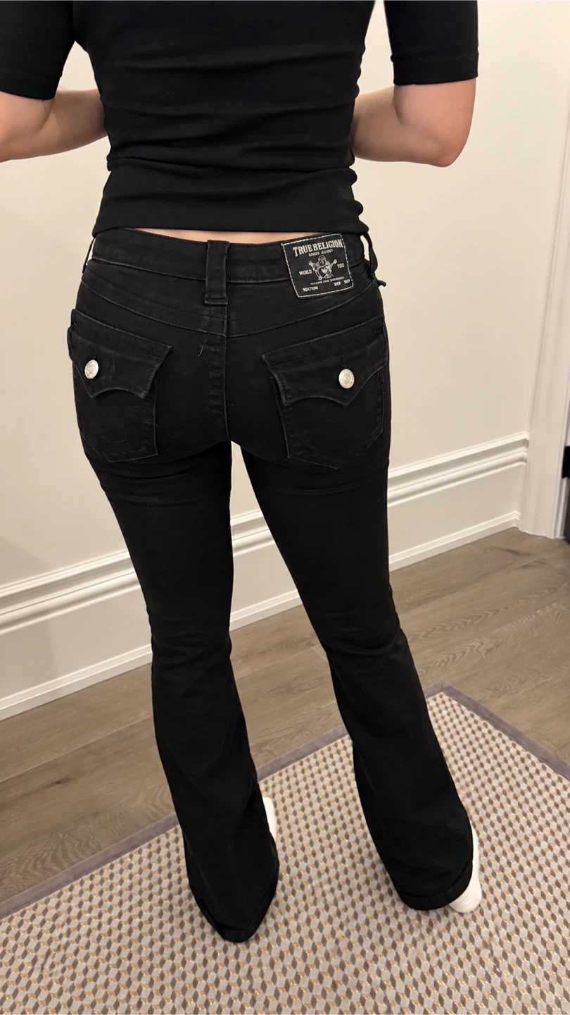 True Religion Black Mid Rise Flare Jeans – Size 26 - photo 3