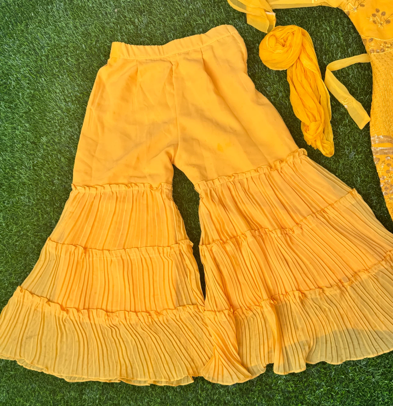 Girls Yellow Ethnic Sharara Set- Size 6 - photo 4