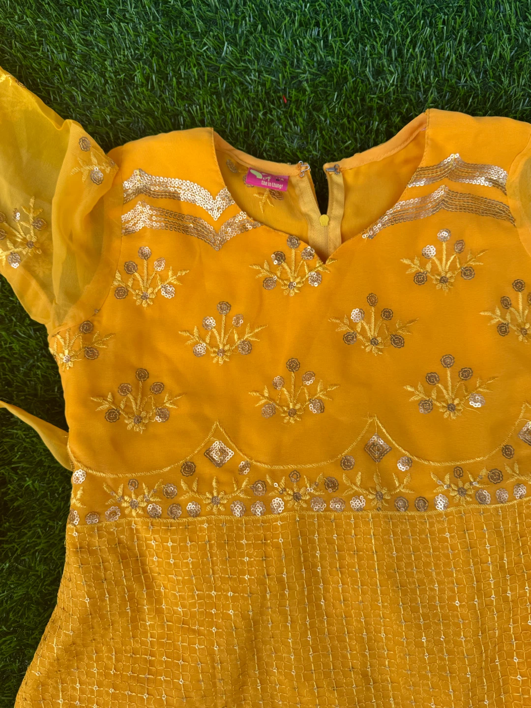 Girls Yellow Ethnic Sharara Set- Size 6 - photo 5