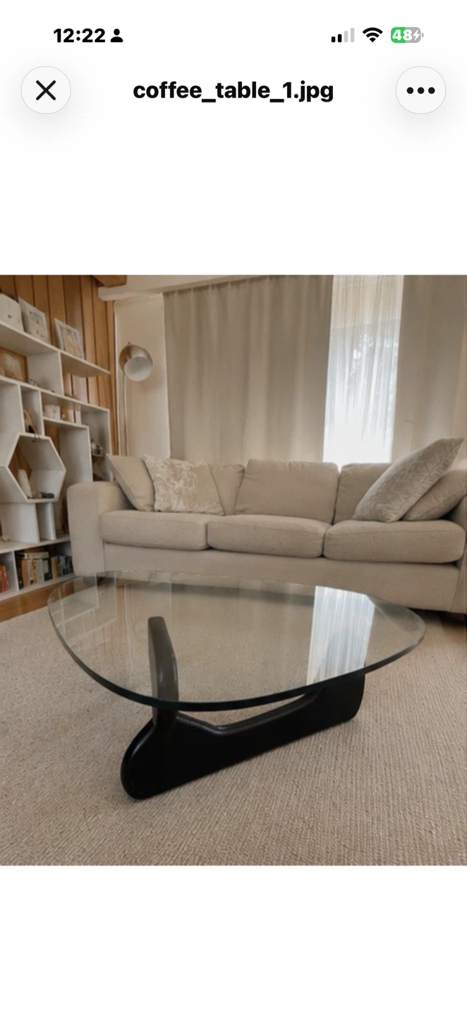 Isamu Noguchi Replica Glass Top Coffee Table with Black Base - photo 2