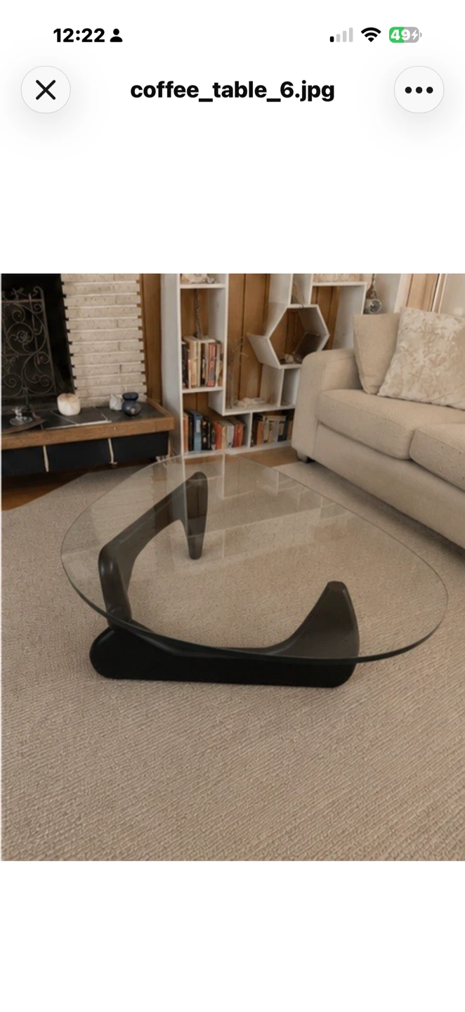 Isamu Noguchi Replica Coffee Table with Glass Top