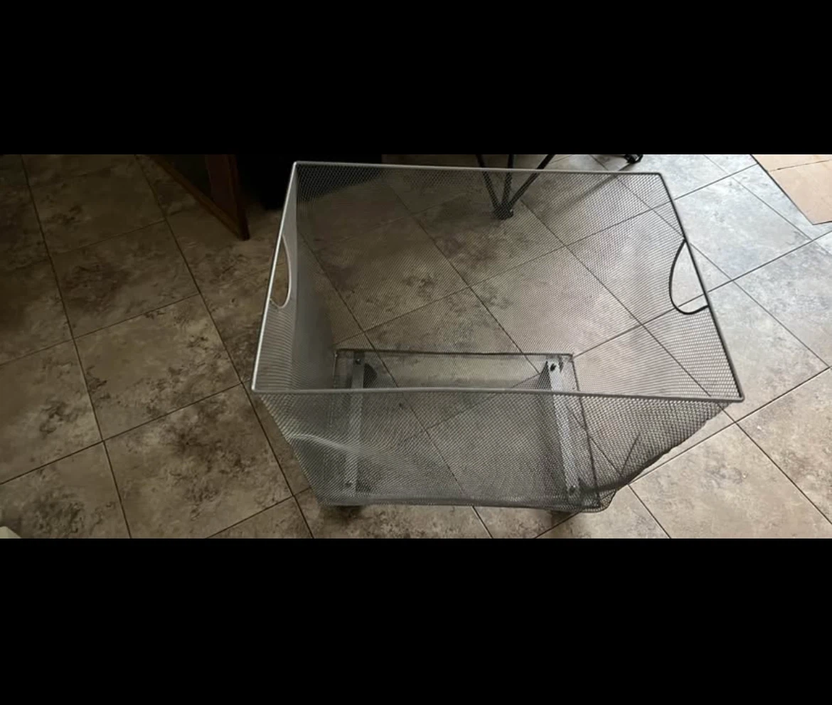 Wire Mesh Storage Bin with Wheels