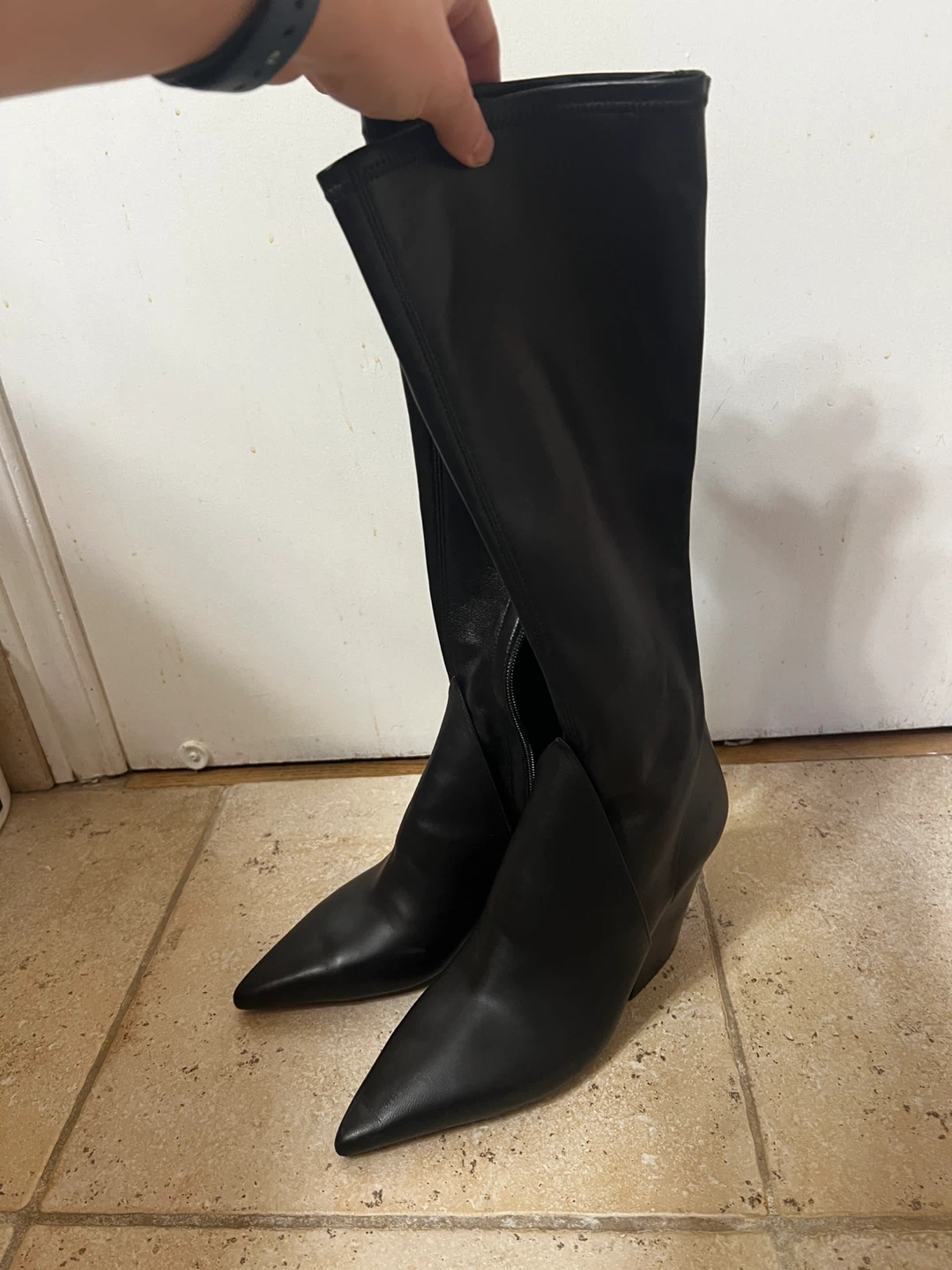 Burberry Black Leather Knee-High Boots