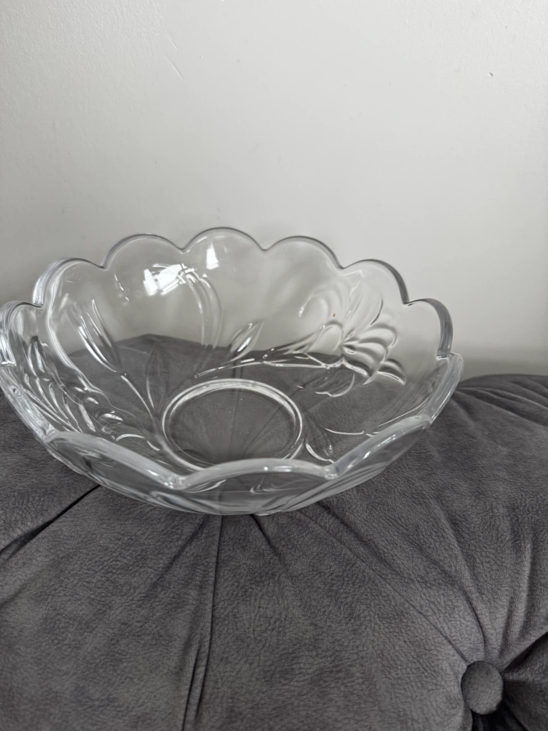 Clear Glass Scalloped Serving Bowl