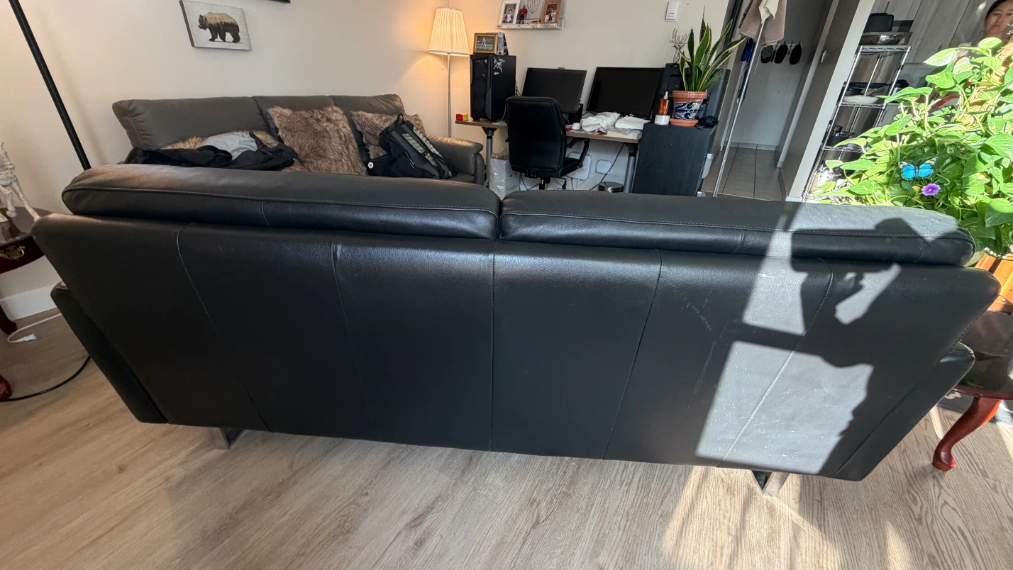Black Leather Sofa - photo 3