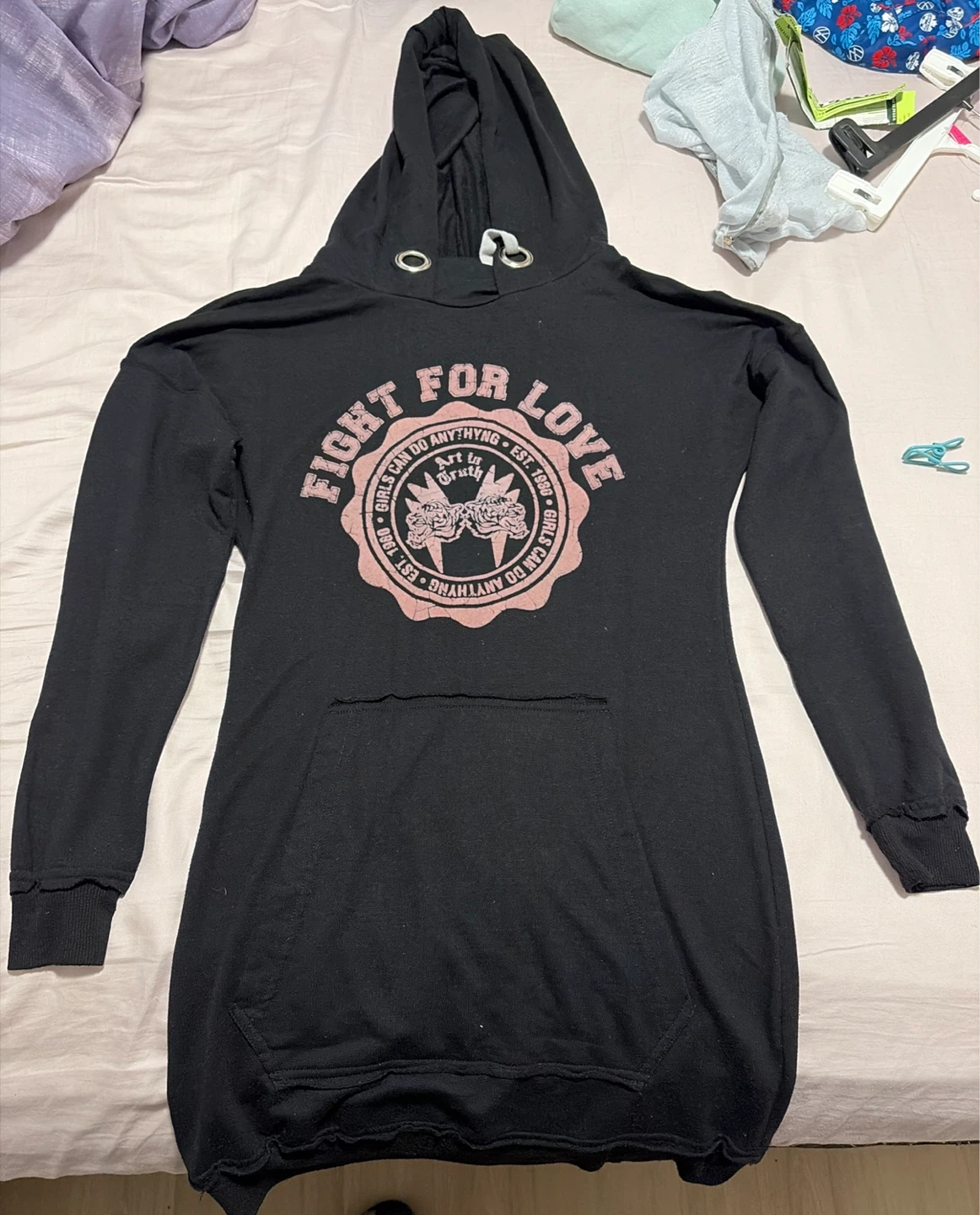 Black Fight for Love Hoodie Dress
