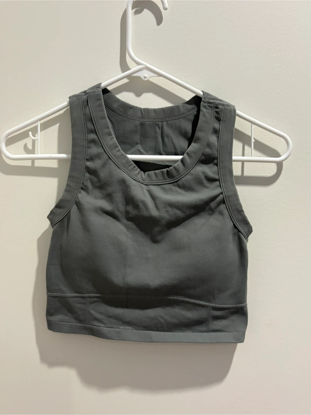 Grey Crop Tank with built in bra