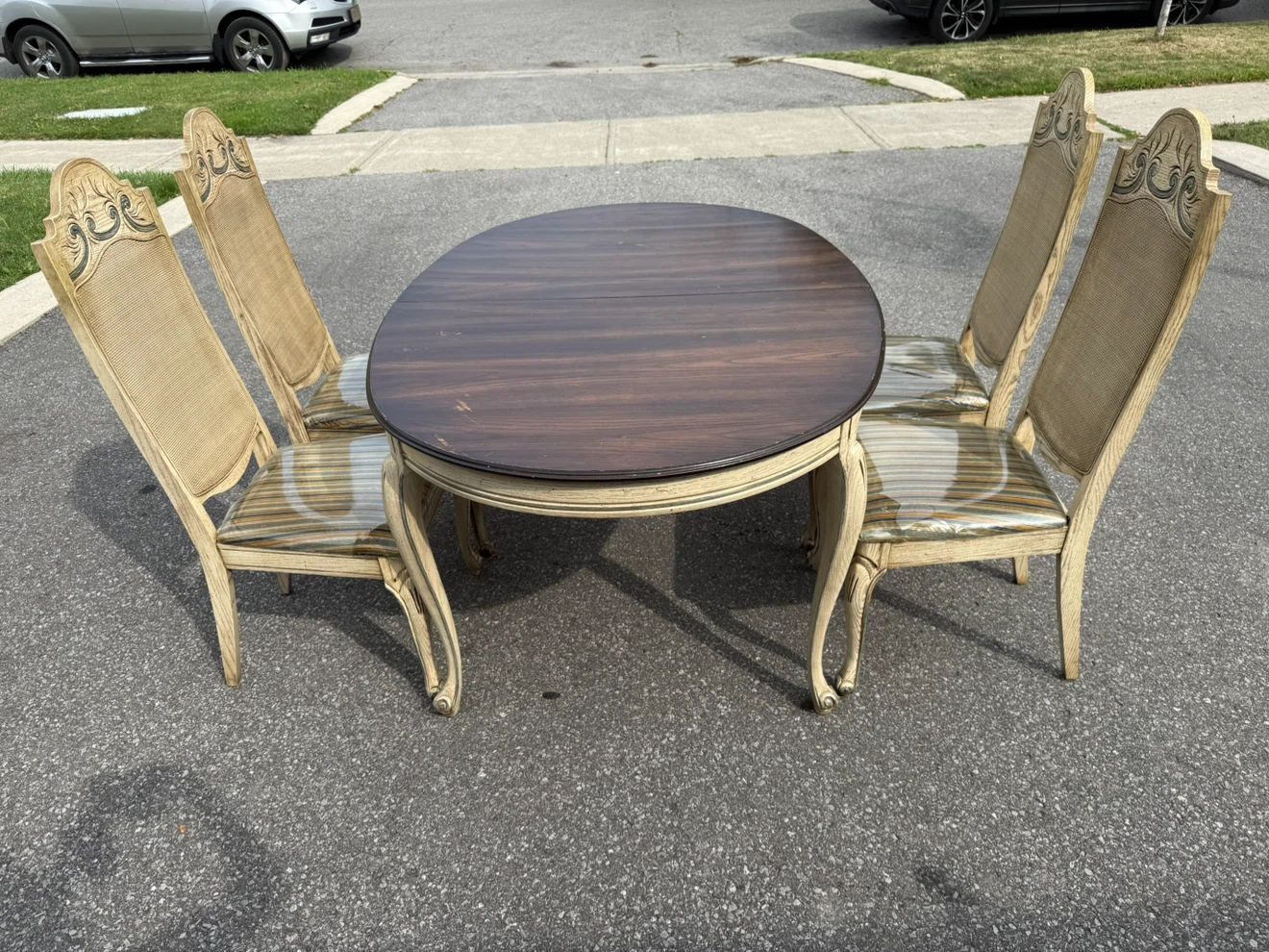 Vintage French Provincial 7-Piece Dining Set - Table, 6 Chairs