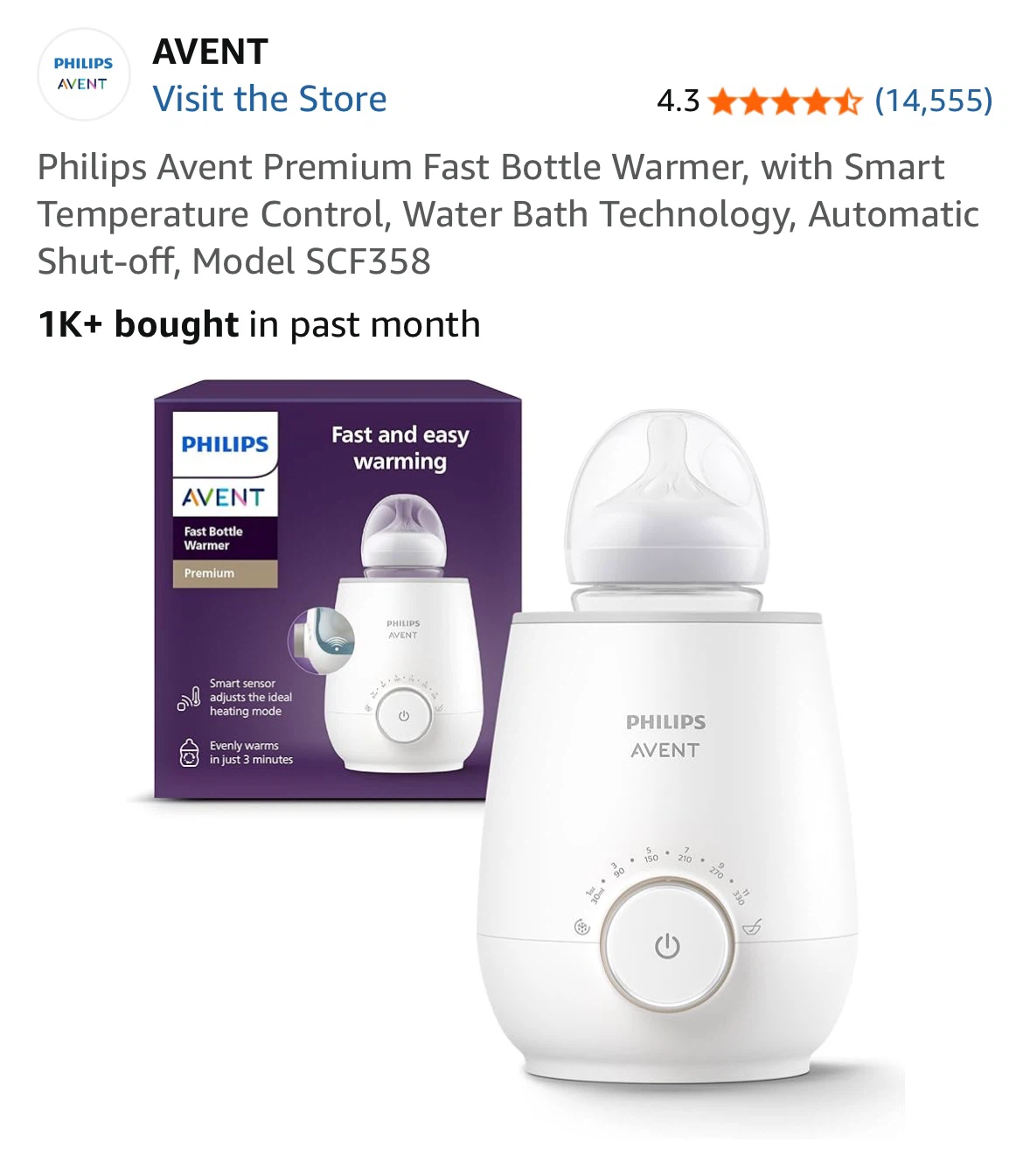 Philips Avent Premium Fast Bottle Warmer SCF358