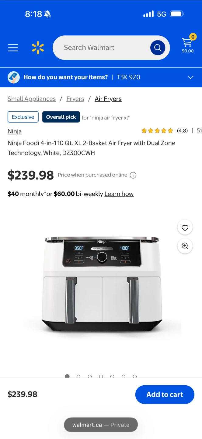 Ninja Foodi 10 Qt. XL 2-Basket Air Fryer