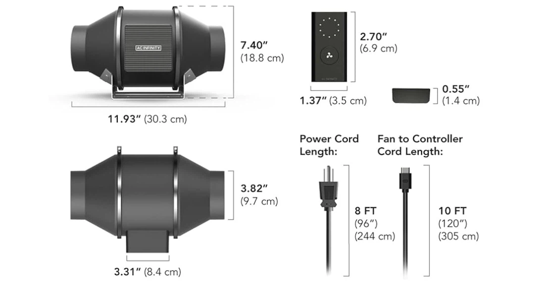 AC Infinity CLOUDLINE S4, Quiet 4” Inline Duct Fan - photo 2