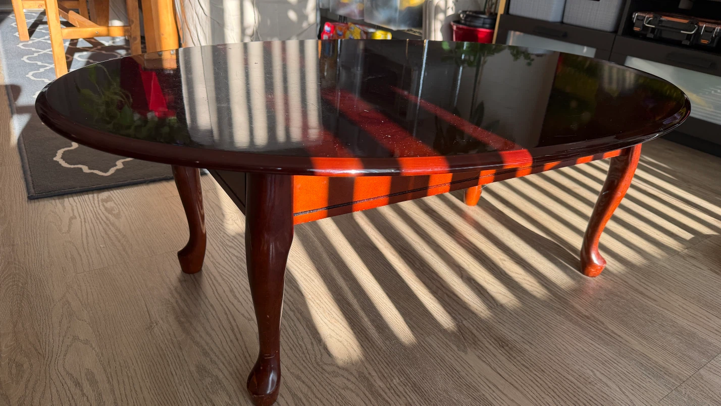 Oval wooden coffee table