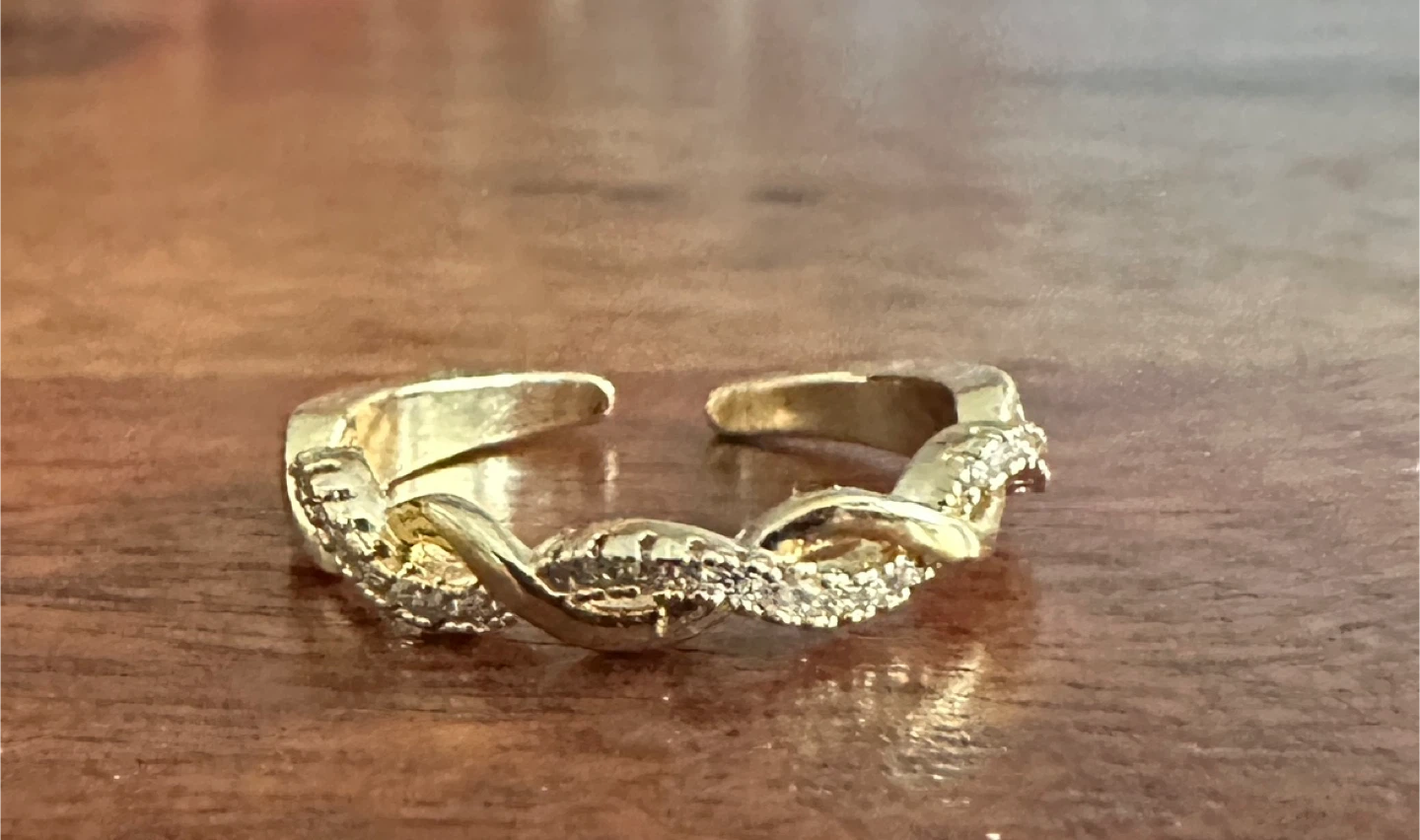 Gold-tone twisted open ring
