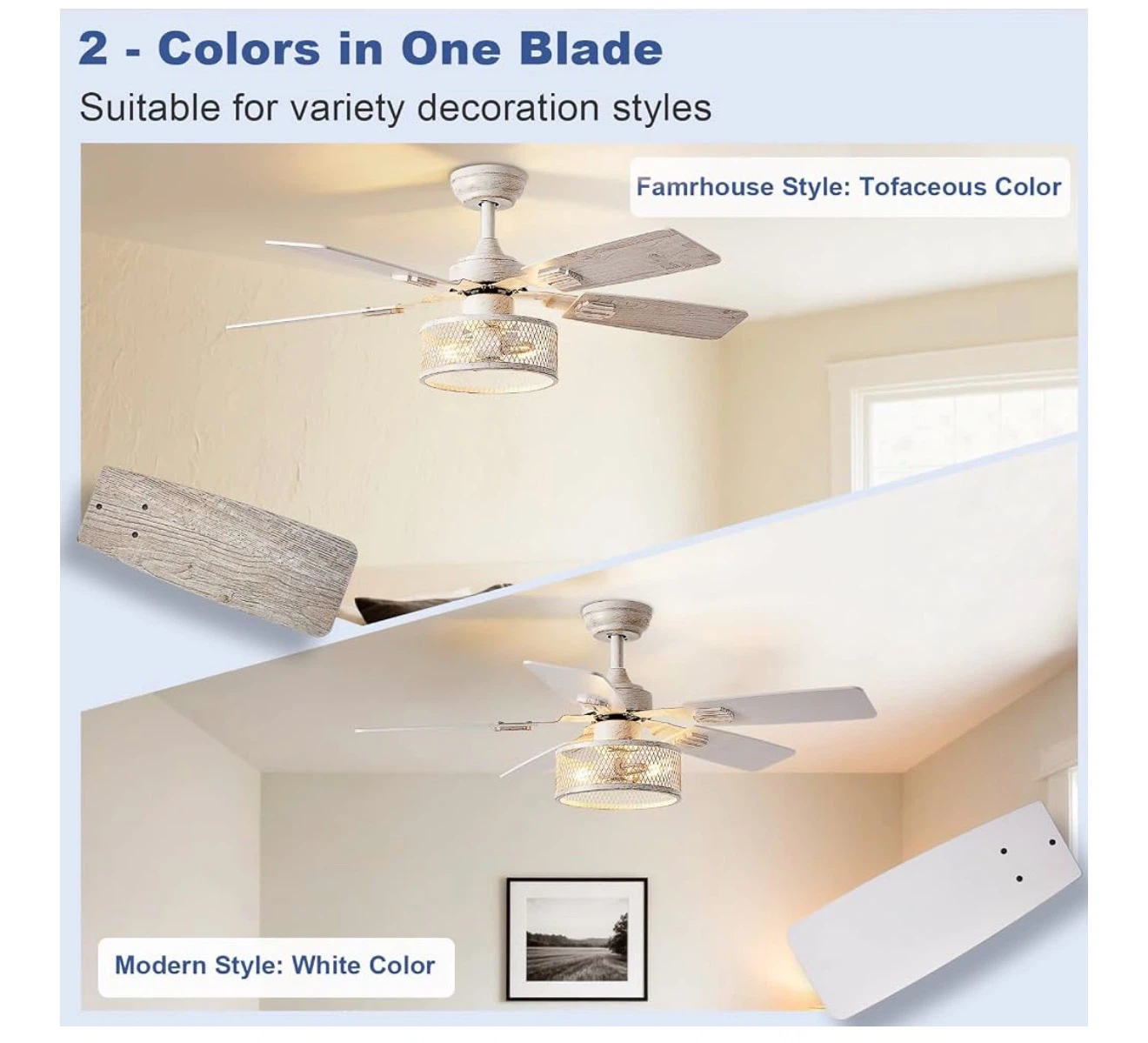 Depuley Farmhouse Ceiling Fans with Lights - photo 4