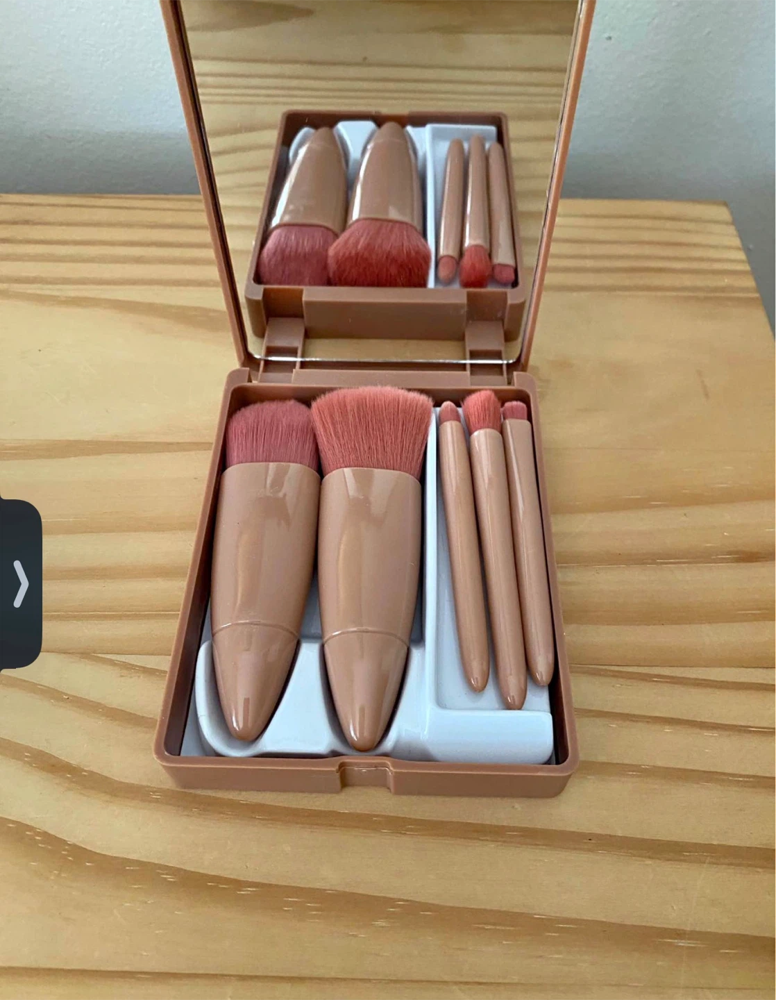 Compact Travel Makeup Brush Set with Mirror